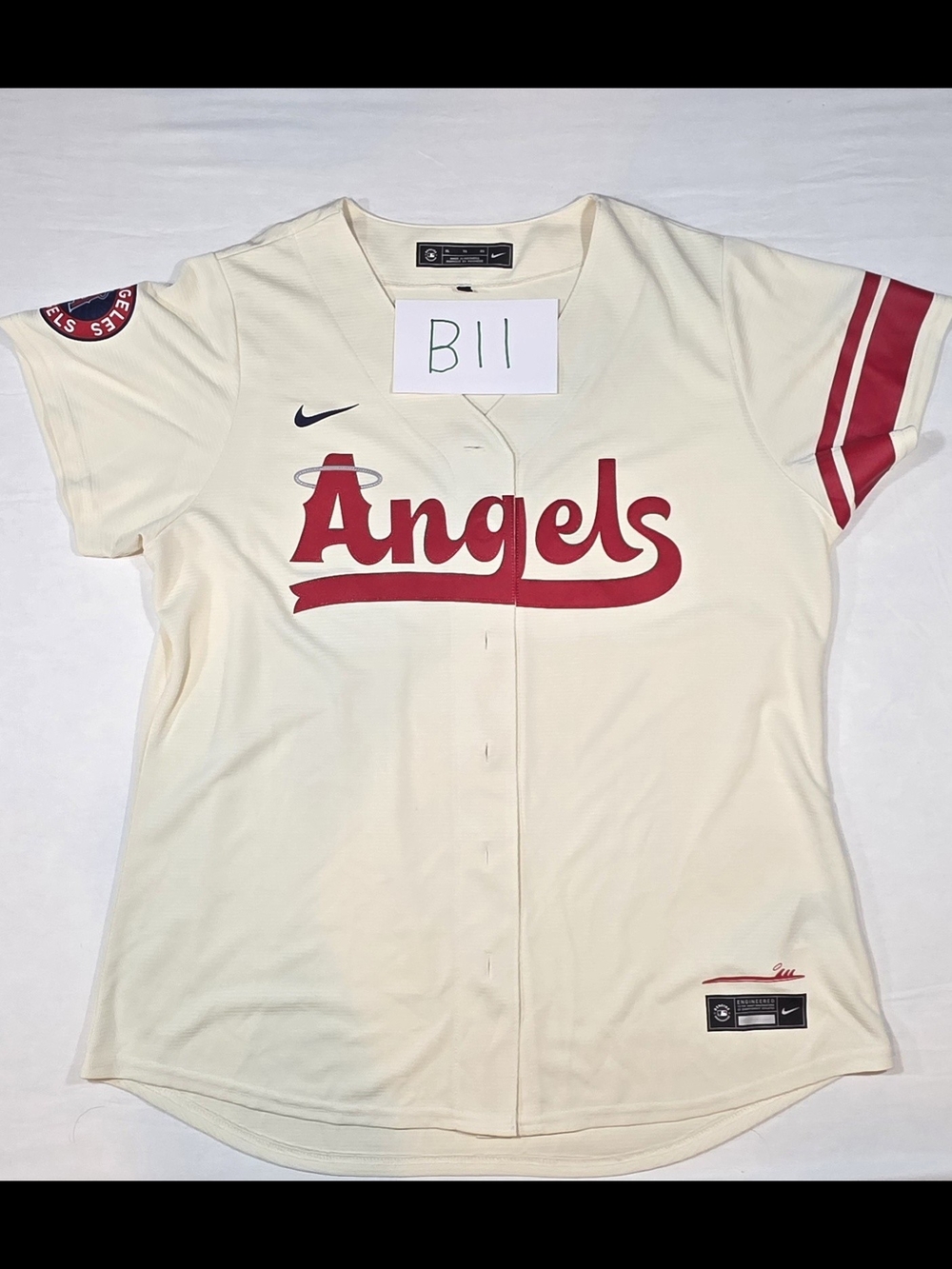 Nike Los Angeles Angels Cream and Red Women's Jersey